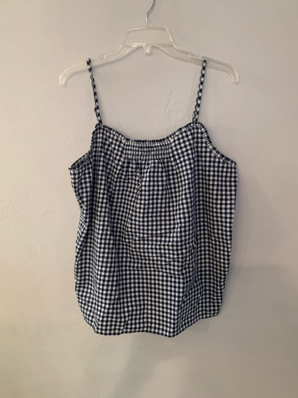 Draper James Lands End Navy and White Gingham Spaghetti-Strap Cami L like new